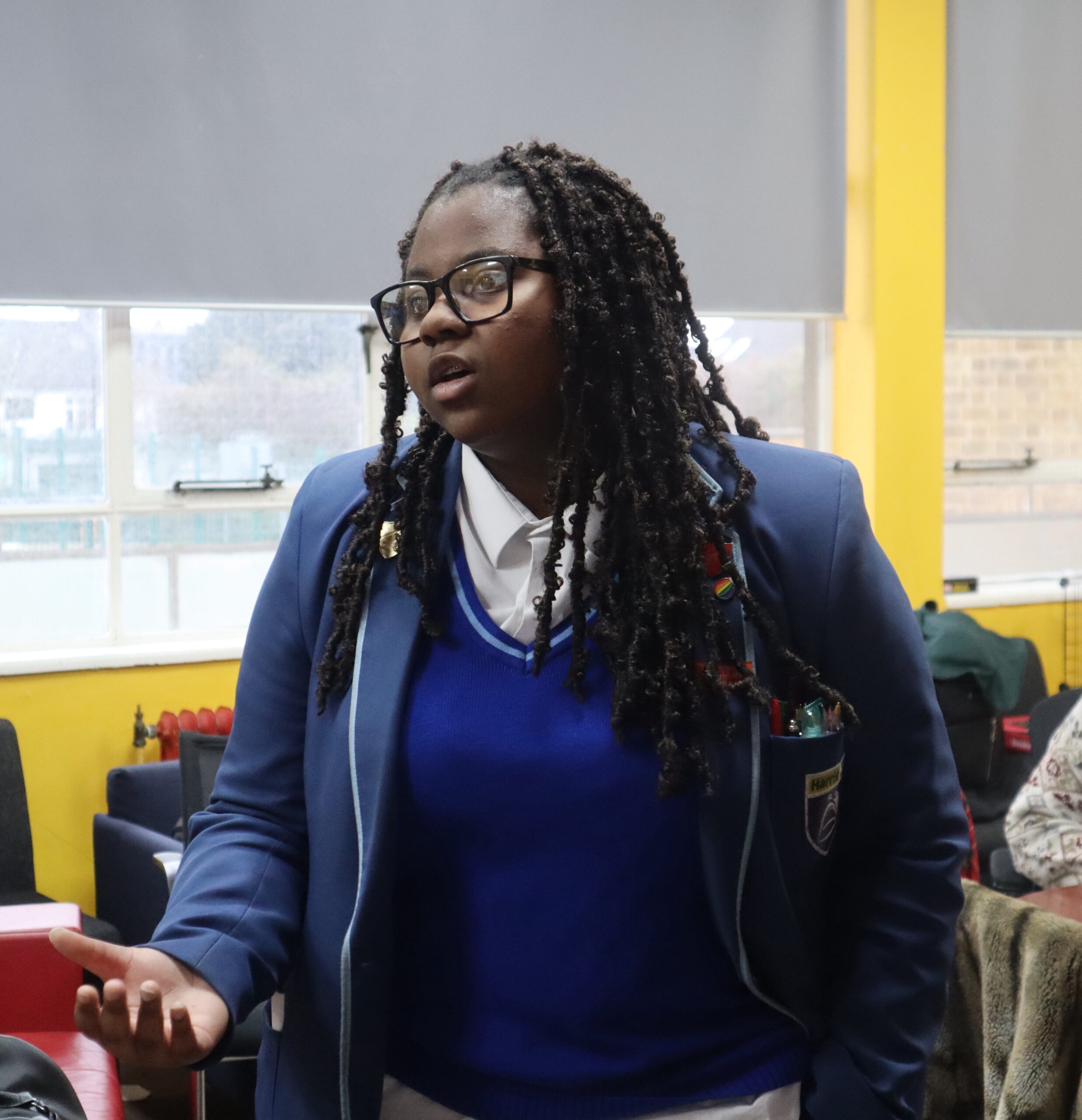 female secondary school student in class